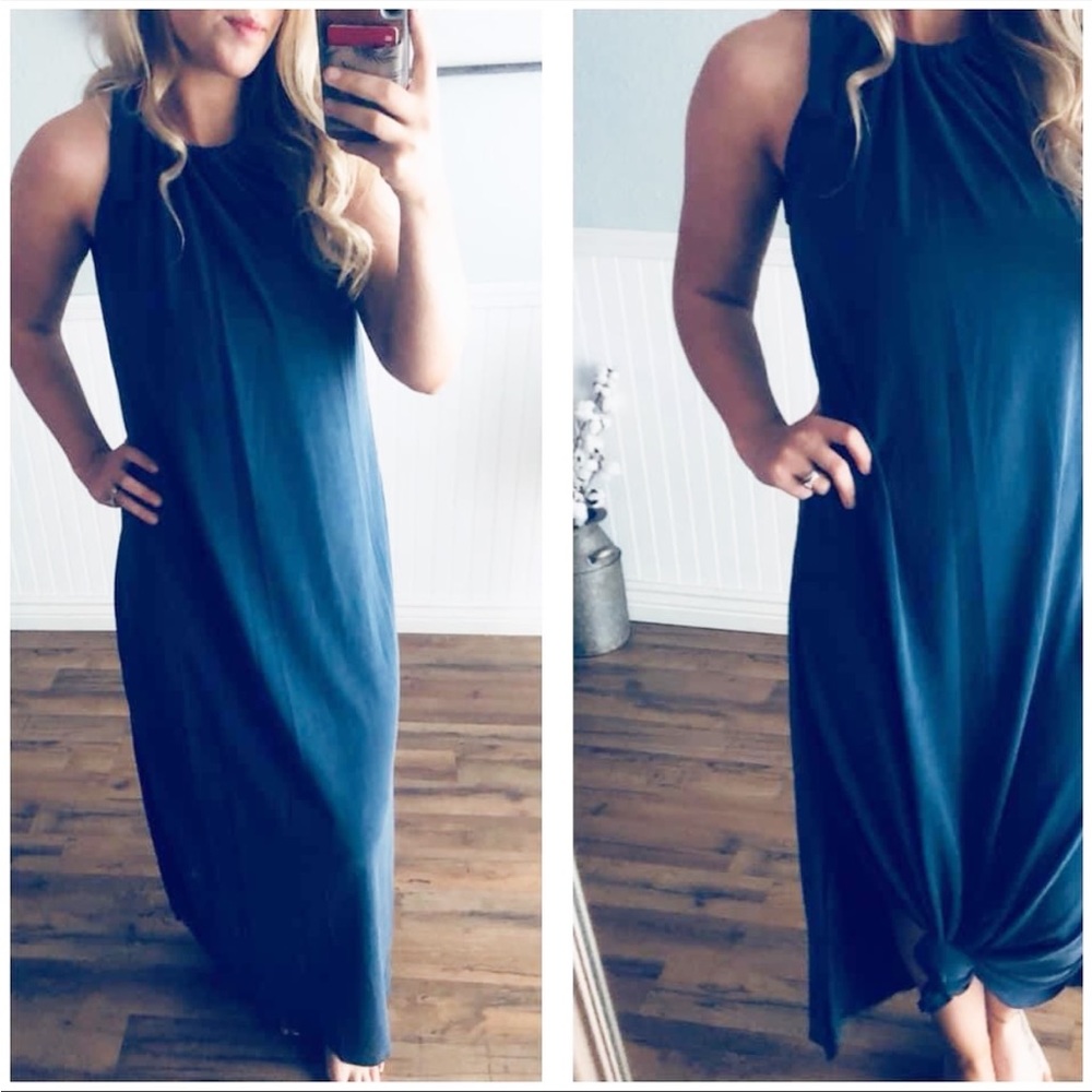Sleeveless Navy Maxi Dress